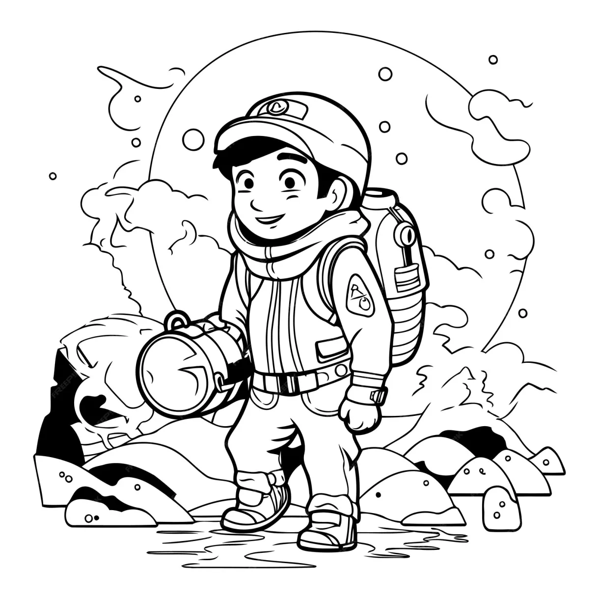 Premium vector cute boy in space suit and helmet vector illustration