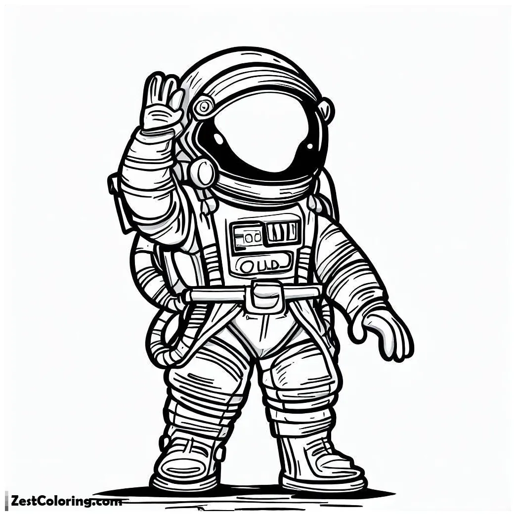 An astronaut on his coloring for kids