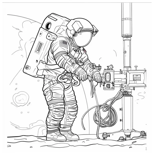 Premium a coloring page of an astronaut in space suit and
