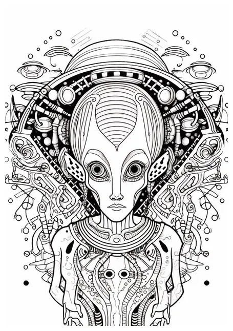 Premium a coloring page with a woman in a space suit generative ai
