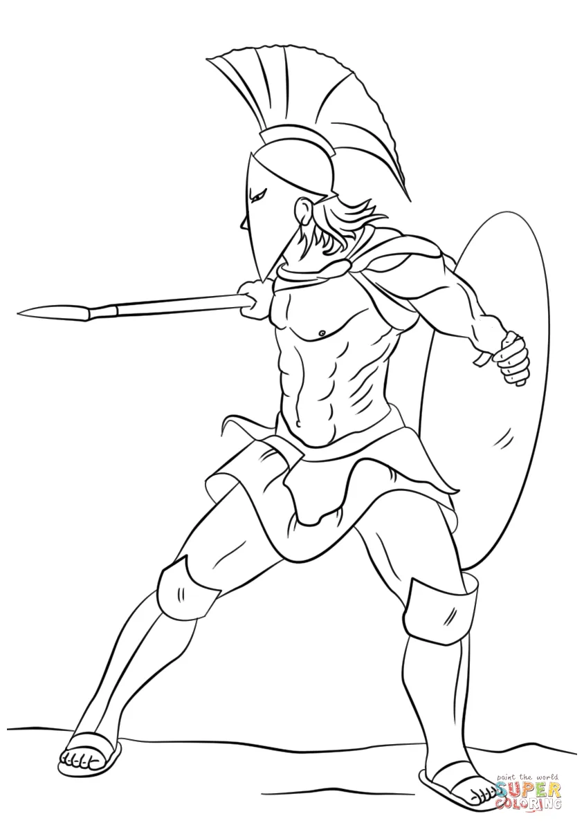Spartan warrior coloring page free printable coloring pages