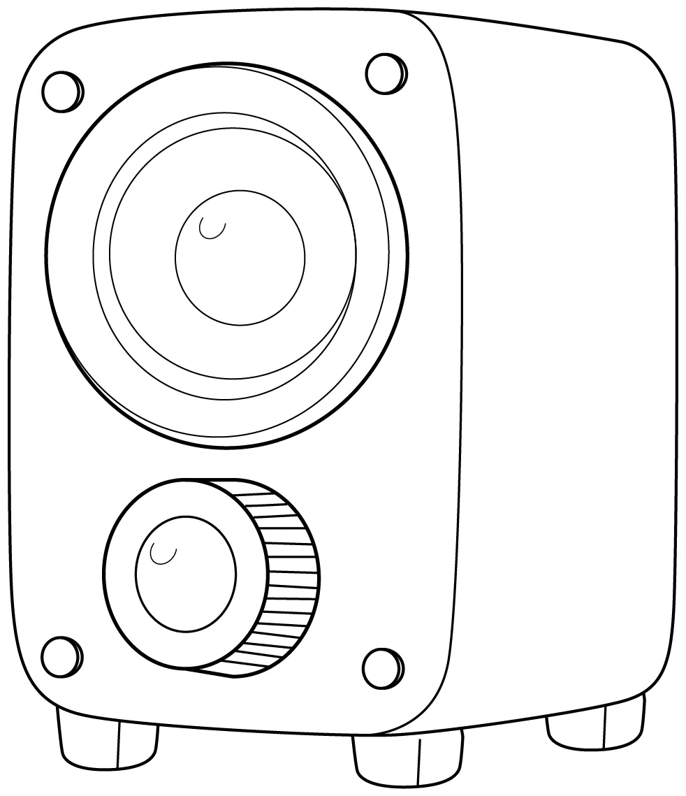 Music Speaker Coloring Page – Fun Audio Equipment Printable for Kids