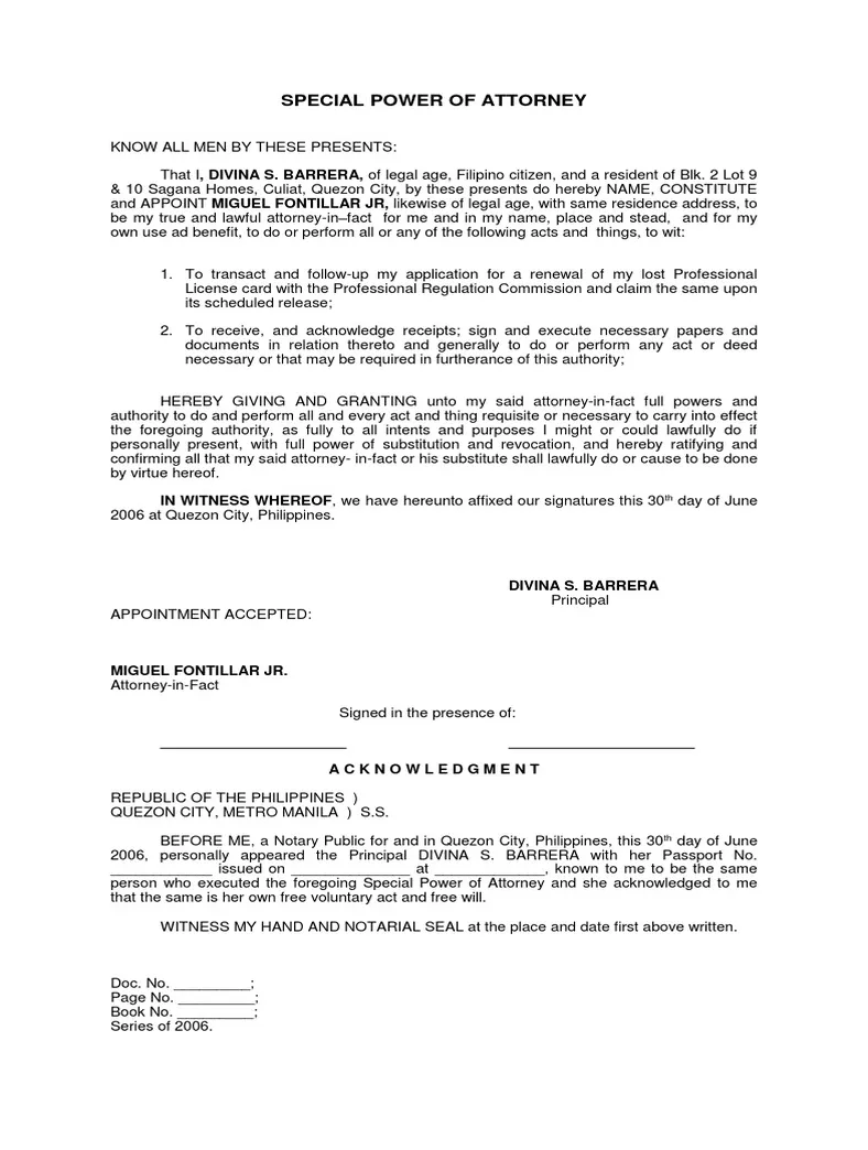 Power of attorney official documents