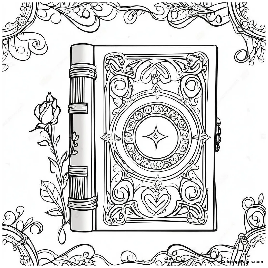 Enchanting gothic spellbook coloring page coloring-pages