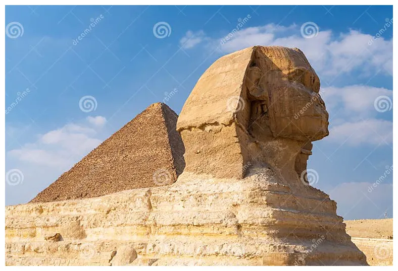 Great pyramid behind sphinx at giza egypt stock of giza