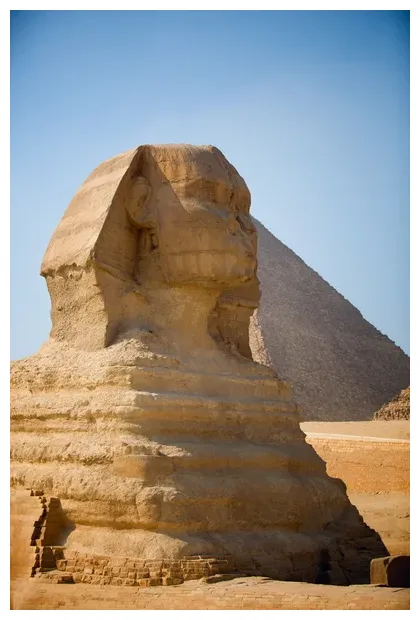 Guardian sphinx guarding the tombs of the pharaohs in giza