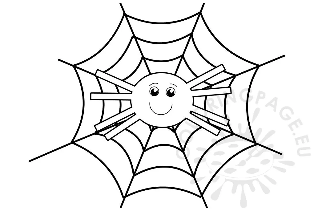 Spider with spider web coloring page