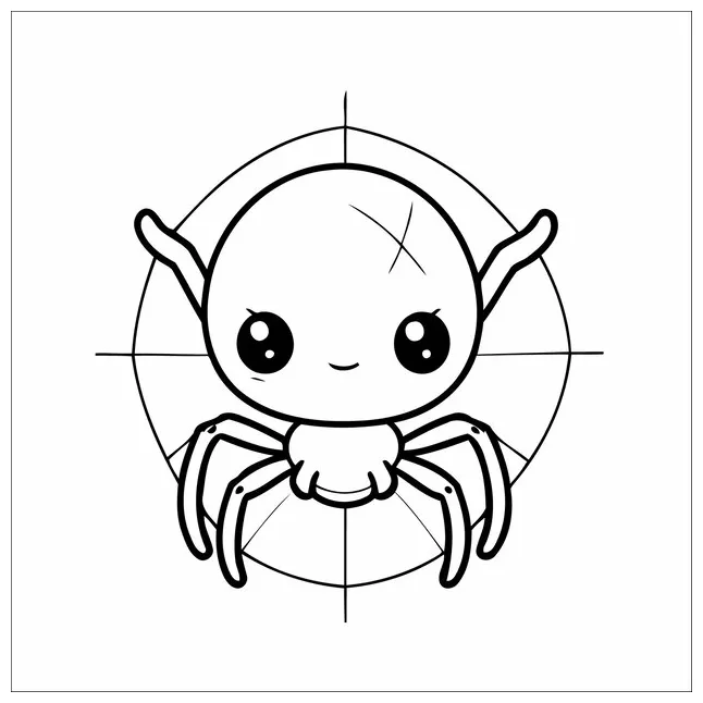Premium vector spider spinning a delicate web vector coloring page