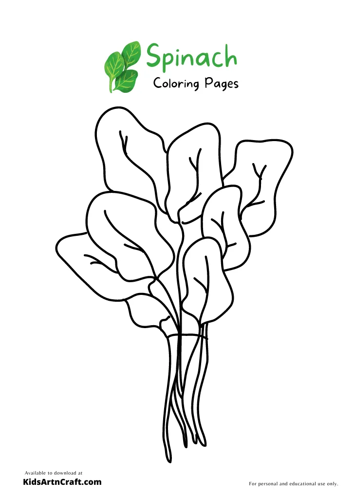 Spinach Coloring Pages For Kids – Free Printables - Kids Art & Craft