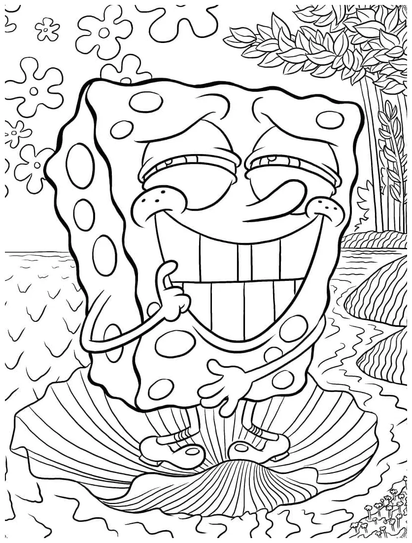 Laughing spongebob coloring page download, print or color online for free