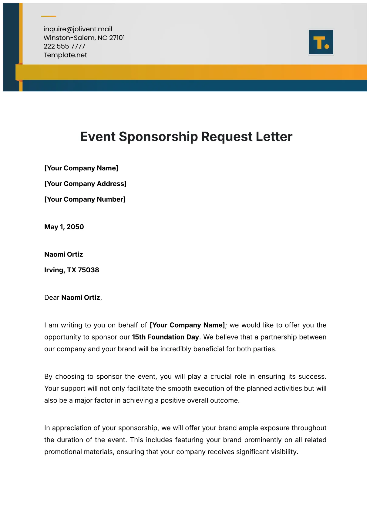Request for sponsorship for an event letter sample letter infoupdate