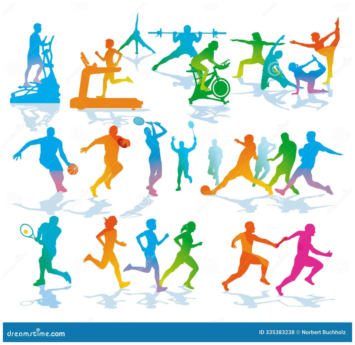 Various sports and fitness exercises, illustration stock vector