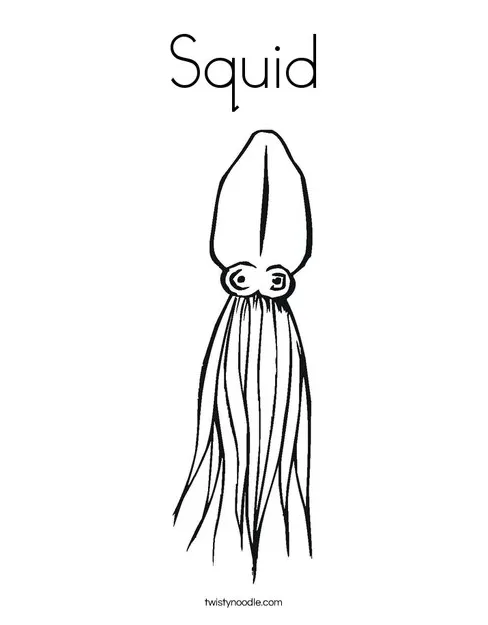 Squid coloring page twisty noodle