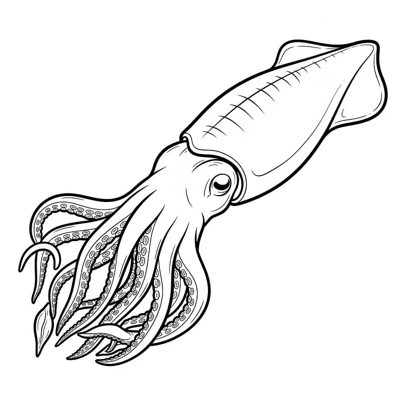 Printable squid coloring page download, print or color online for free