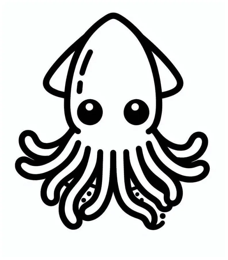 Simple Squid coloring page - Download, Print or Color Online for Free