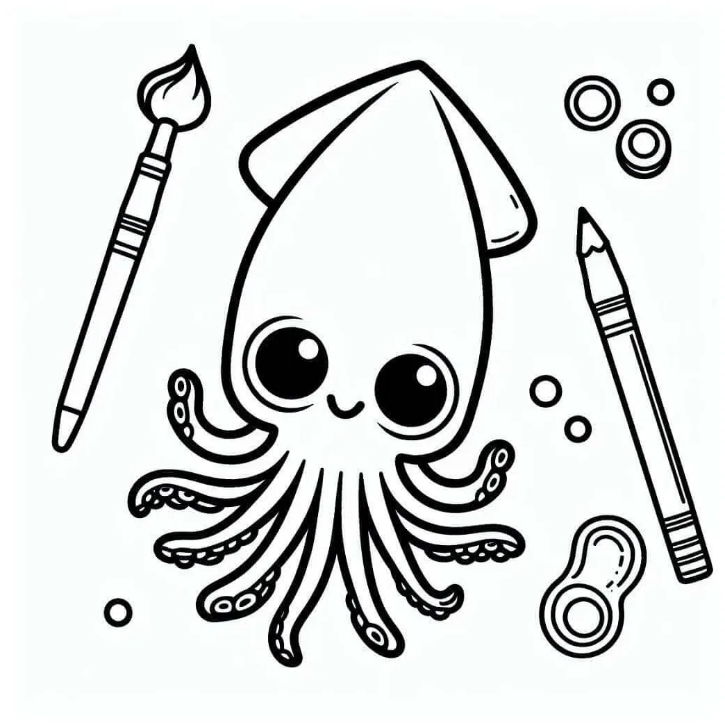 Smiling Squid coloring page - Download, Print or Color Online for Free