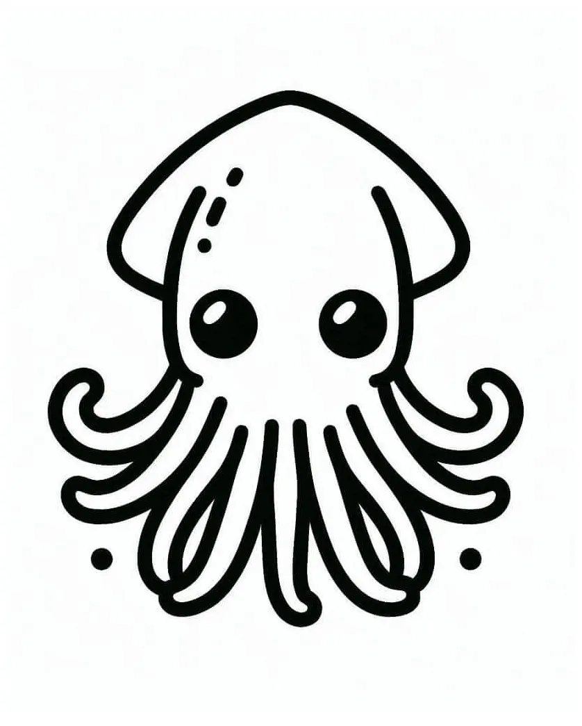 Easy Squid coloring page - Download, Print or Color Online for Free