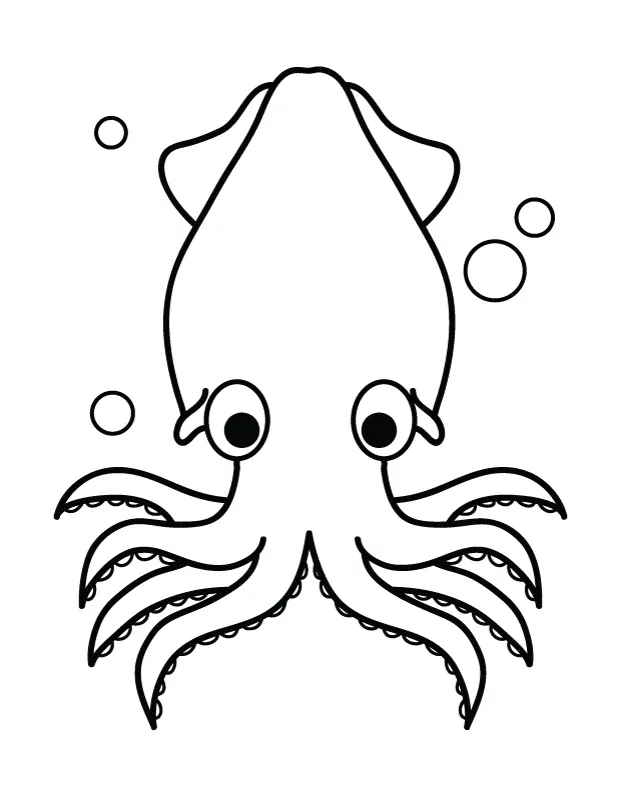 Printable Squid Coloring Page