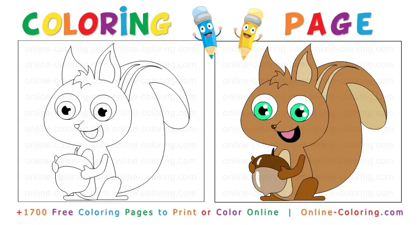 🎨squirrel with nut free online coloring page