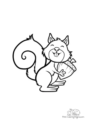 Coloring page squirrel with a nut free coloring pages