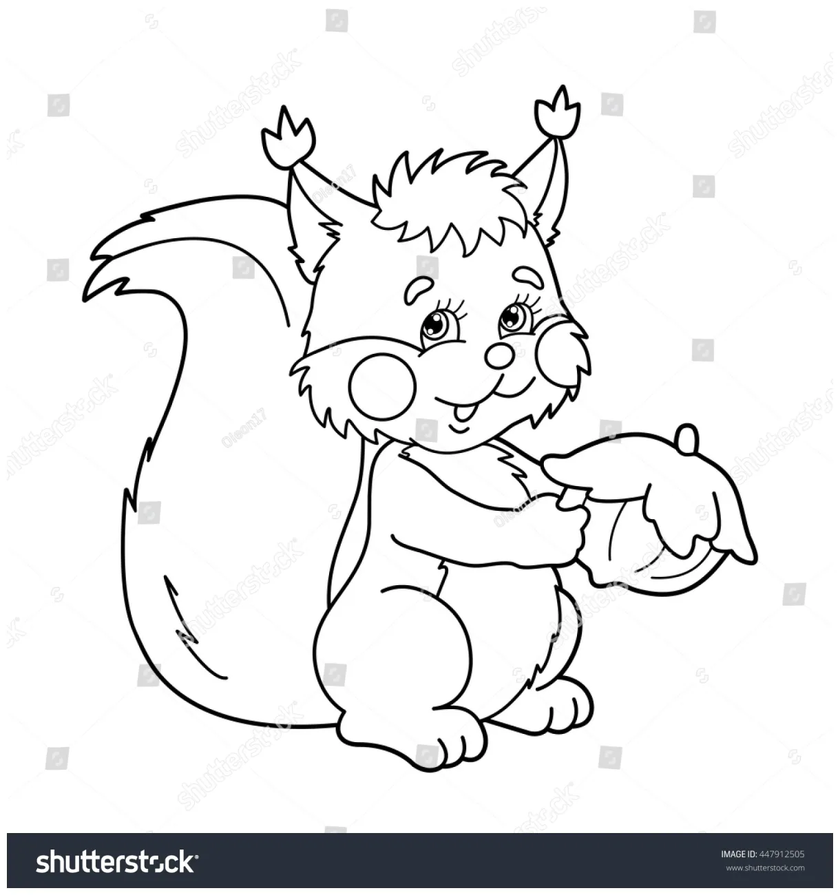 Coloring Page Outline Cartoon Squirrel Nut Stock Vector (Royalty Free