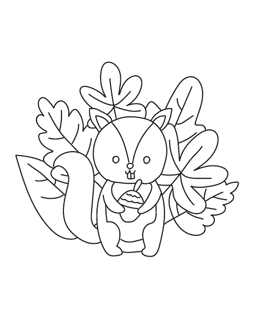 Squirrel With a Nut Coloring Sheet Download Printable PDF | Templateroller