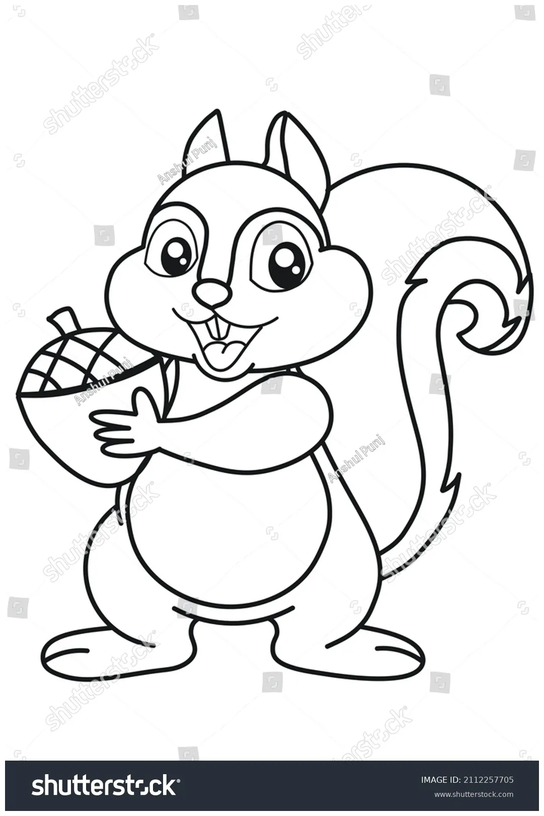 Squirrel holding nut coloring page colouring stock illustration 2112257705