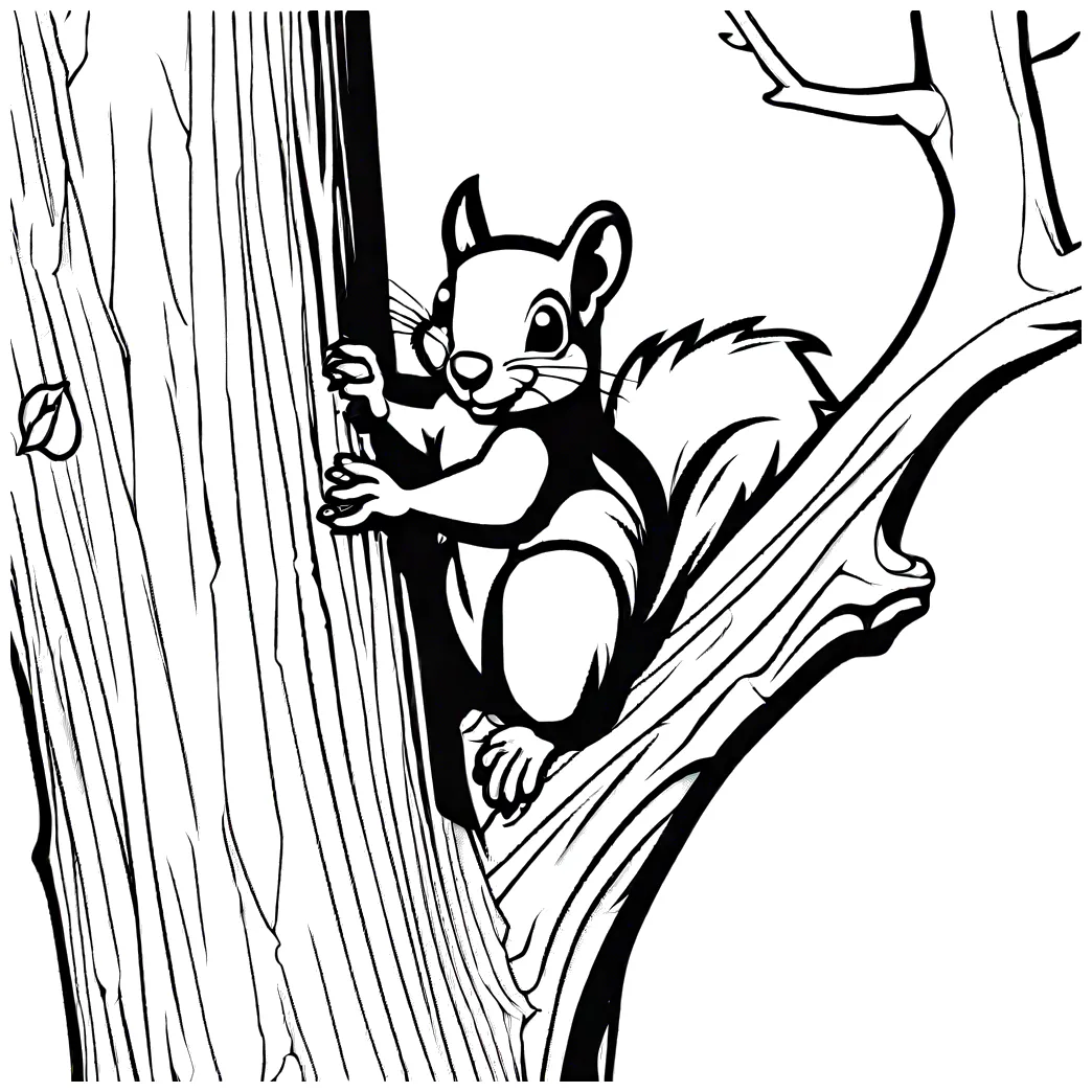 Squirrel climbing tree lulu pages