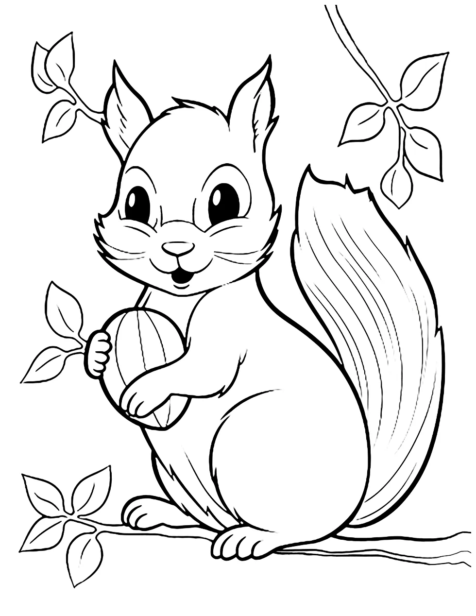 Fall squirrel coloring page coloring pages