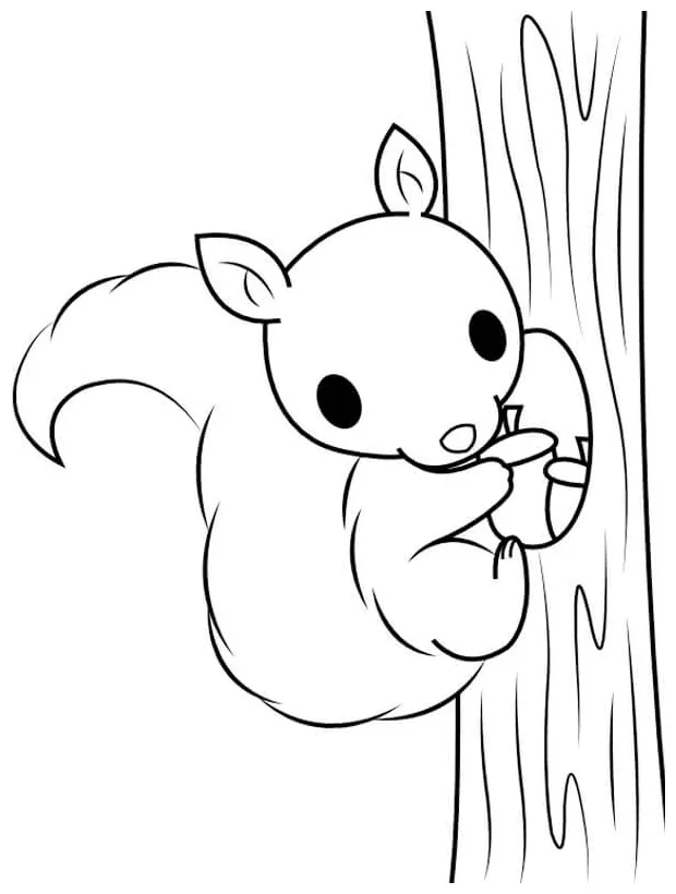 Squirrel climbing tree coloring page download, print or color online