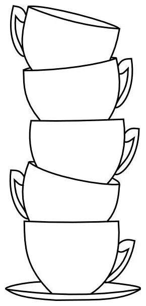 Coffee Cups Line Art Coloring Page