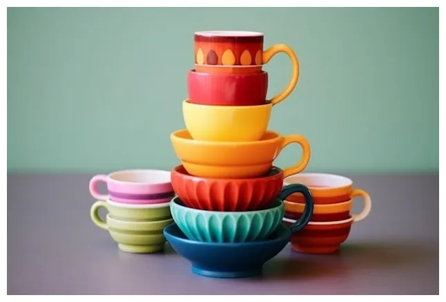 Premium AI Image | A set of colorful stacking cups