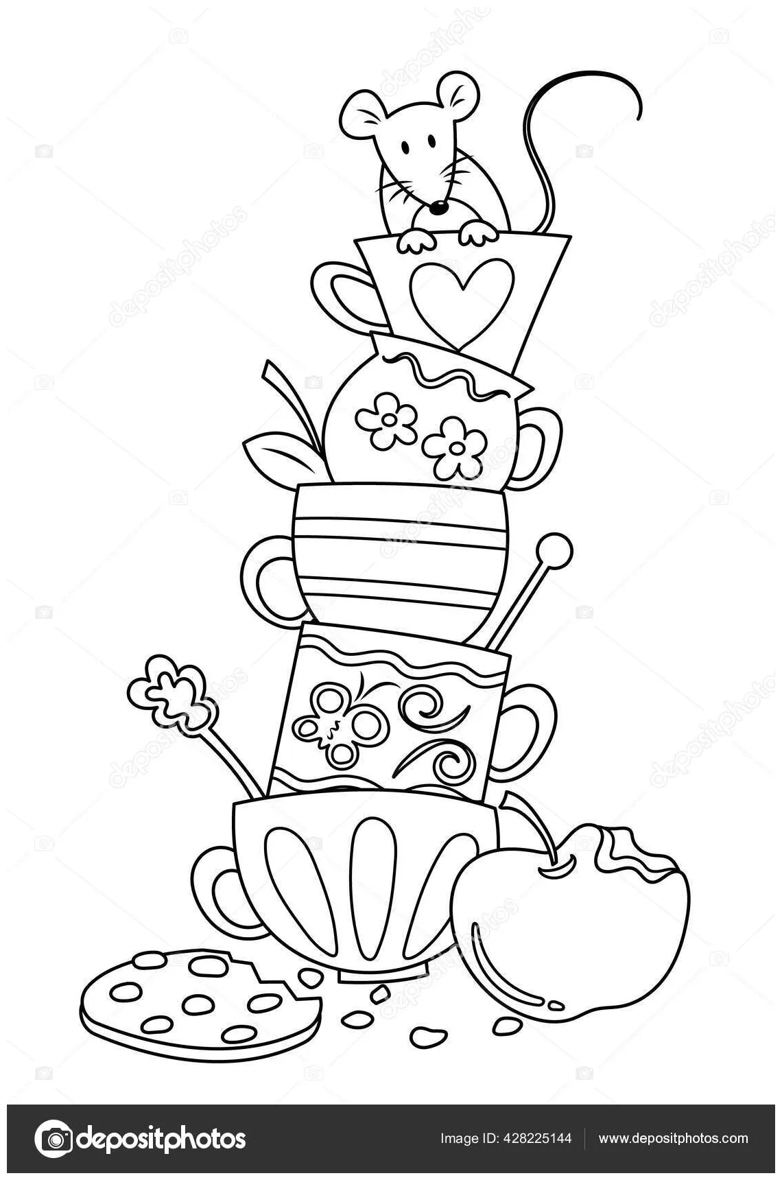 Stacked Tea Cups Coloring Pages [2025]