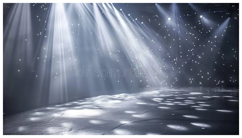 A with colour lights shining on the stage. stock
