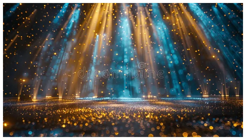 A with colour lights shining on the stage. stock