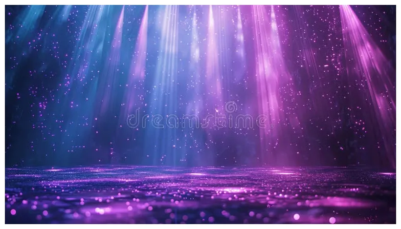 A with colour lights shining on the stage. stock