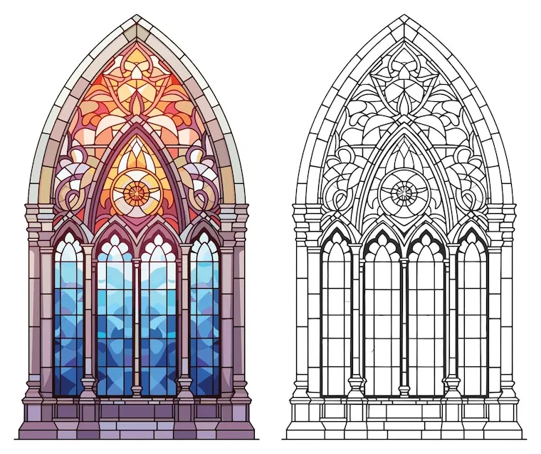 Premium Vector | Catholic Church Stained Glass Inspired Coloring Page