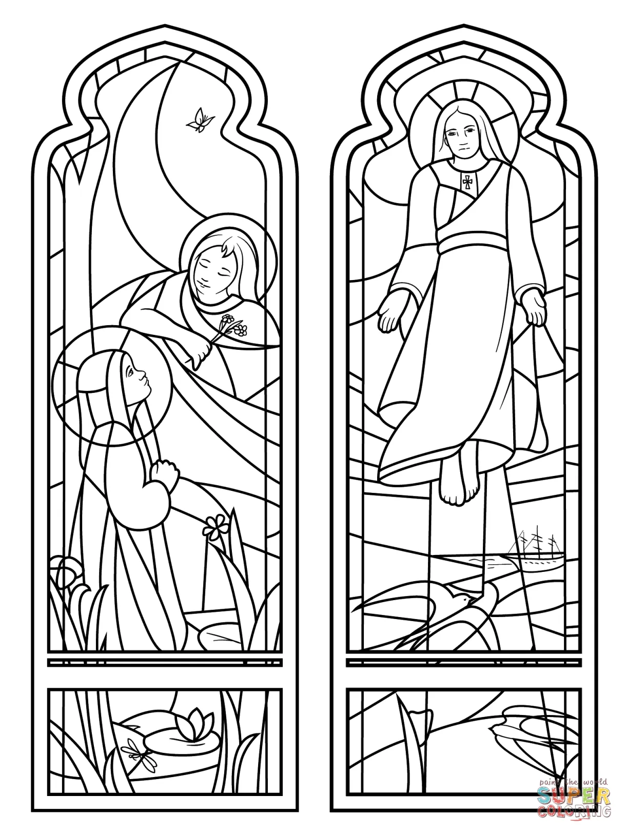 Printable stained glass window coloring page coloring home