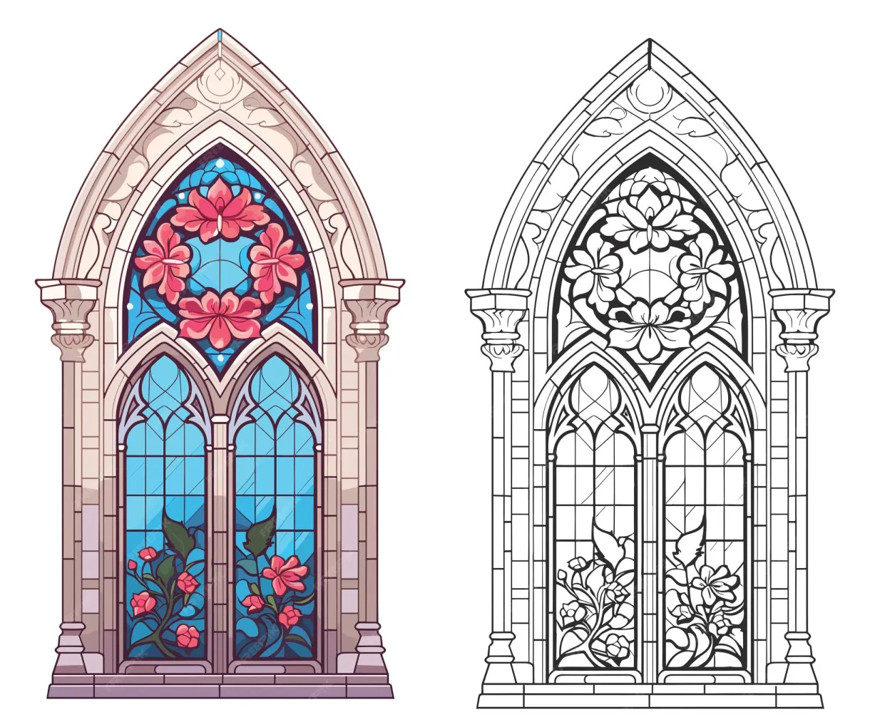 Premium Vector | Stunning Stained Glass Design Catholic Church with