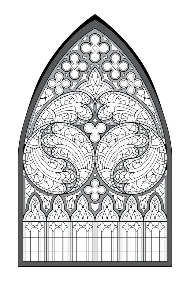Church stained glass window coloring page