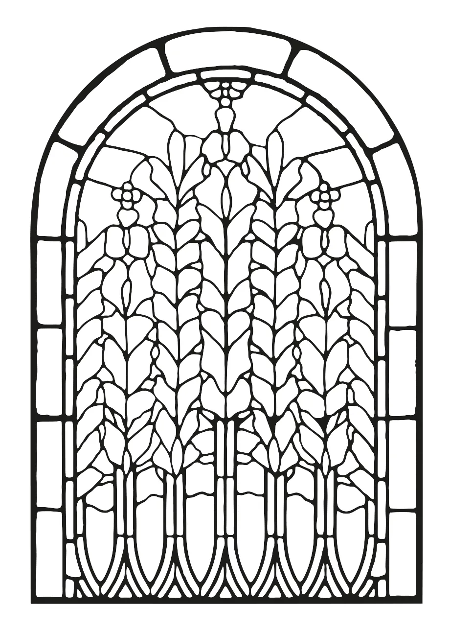 Medieval stained glass window coloring page coloring pages
