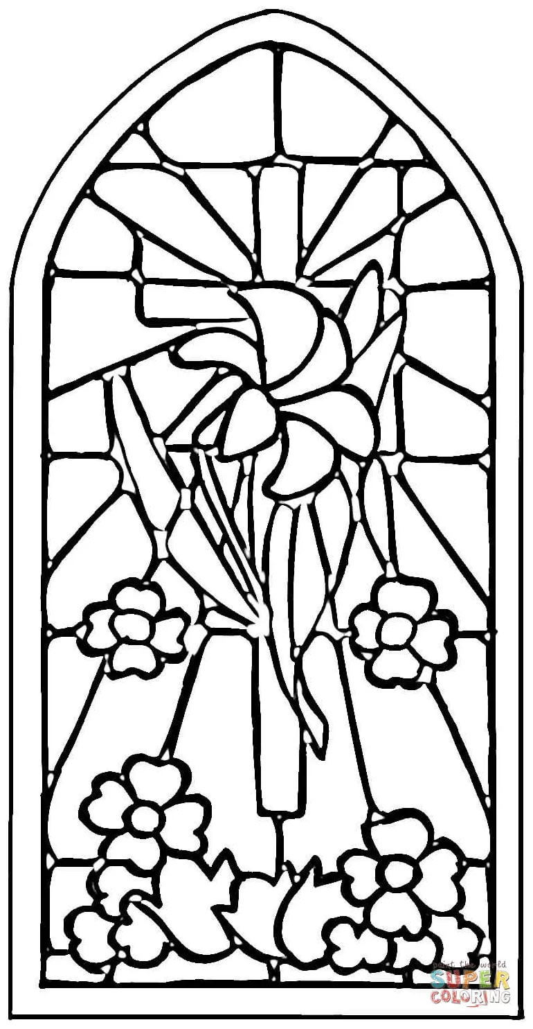 Stained glass window coloring pages download and print for free