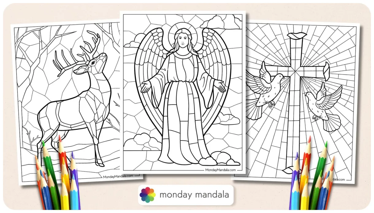 48 stained glass coloring pages free pdf printables