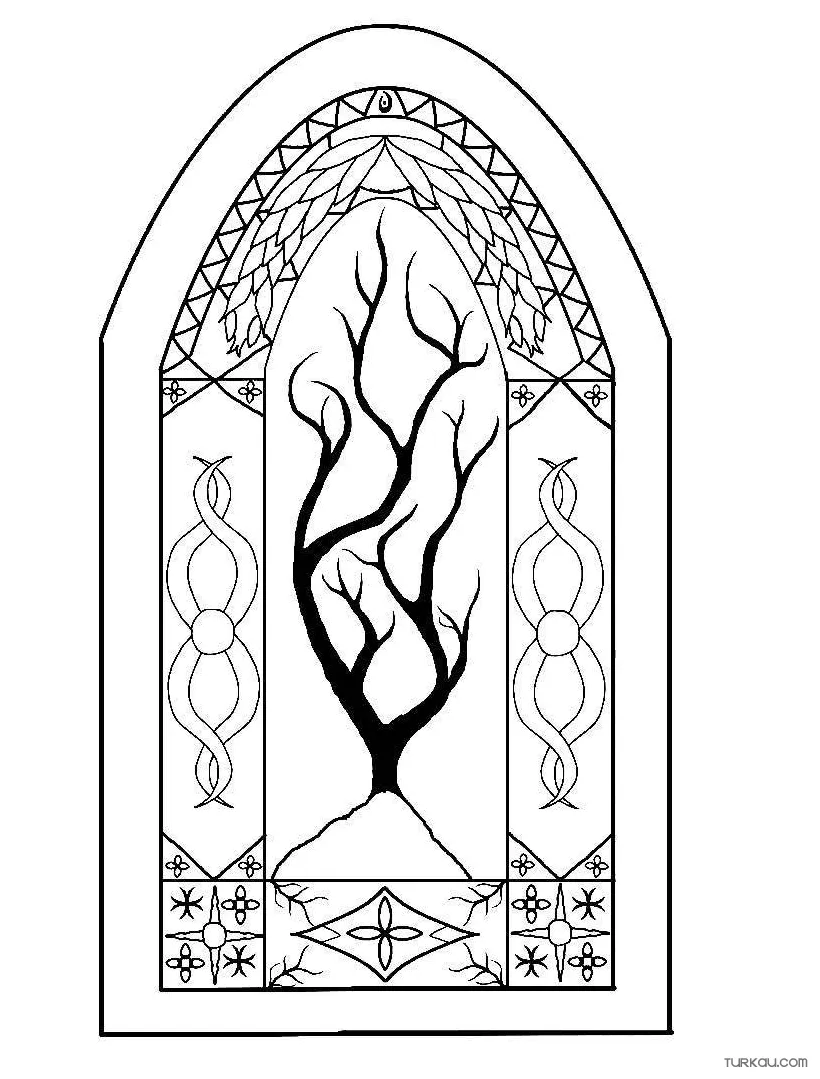 Stained glass coloring page » turkau
