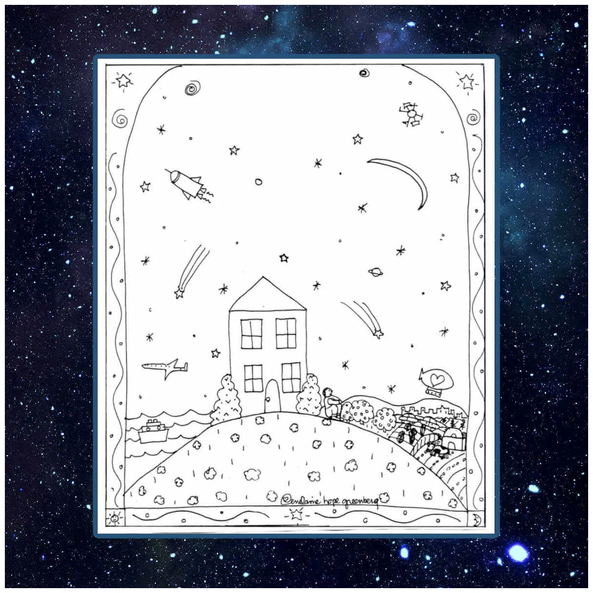 Starry Night Coloring Pages