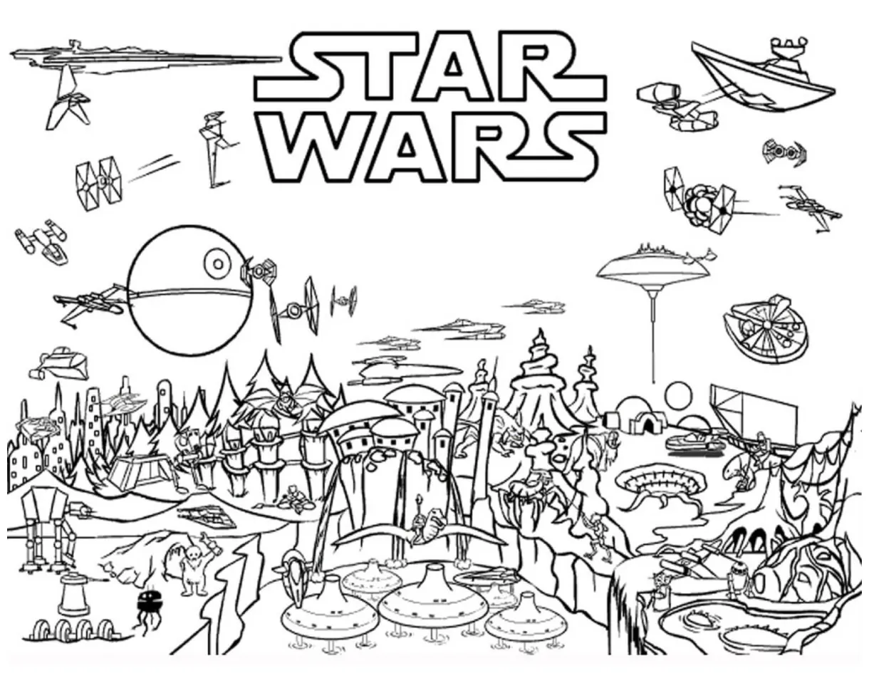 Cute world in star wars coloring page download, print or color online