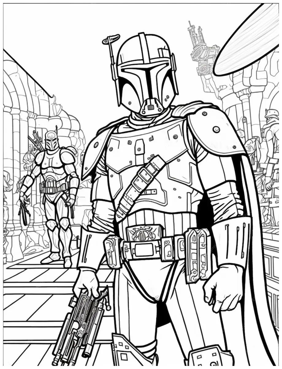 Premium ai star wars coloring page with a man in a helmet and a