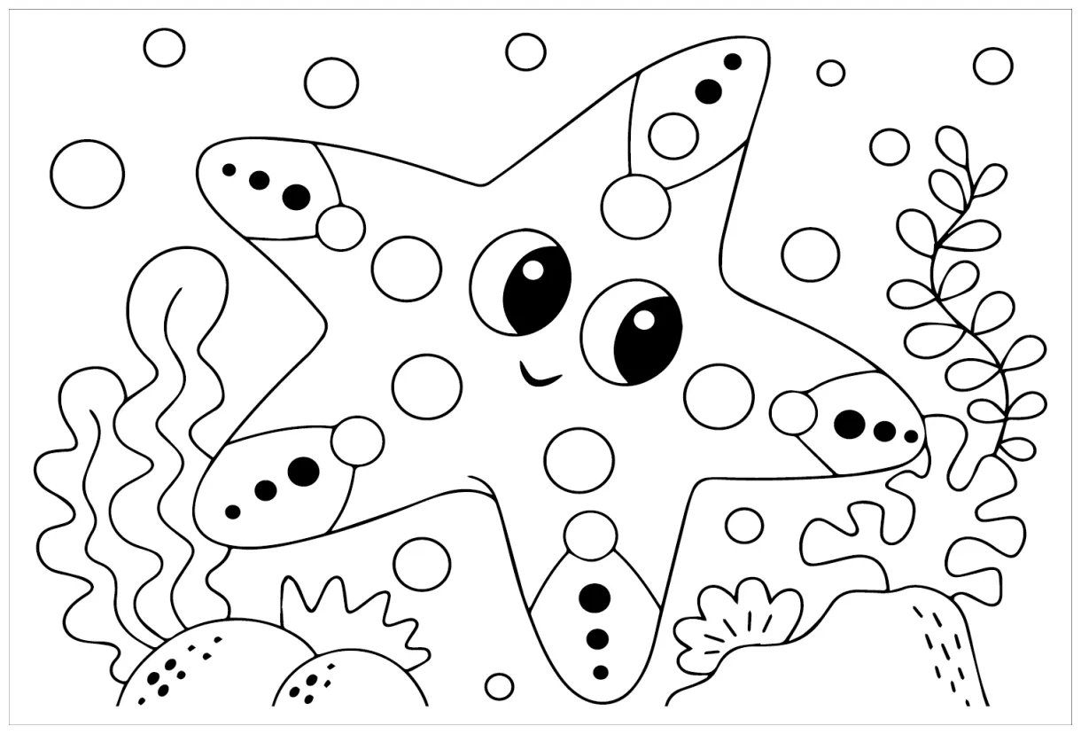 Cartoon Starfish Coloring Page - Free Printable Coloring Pages