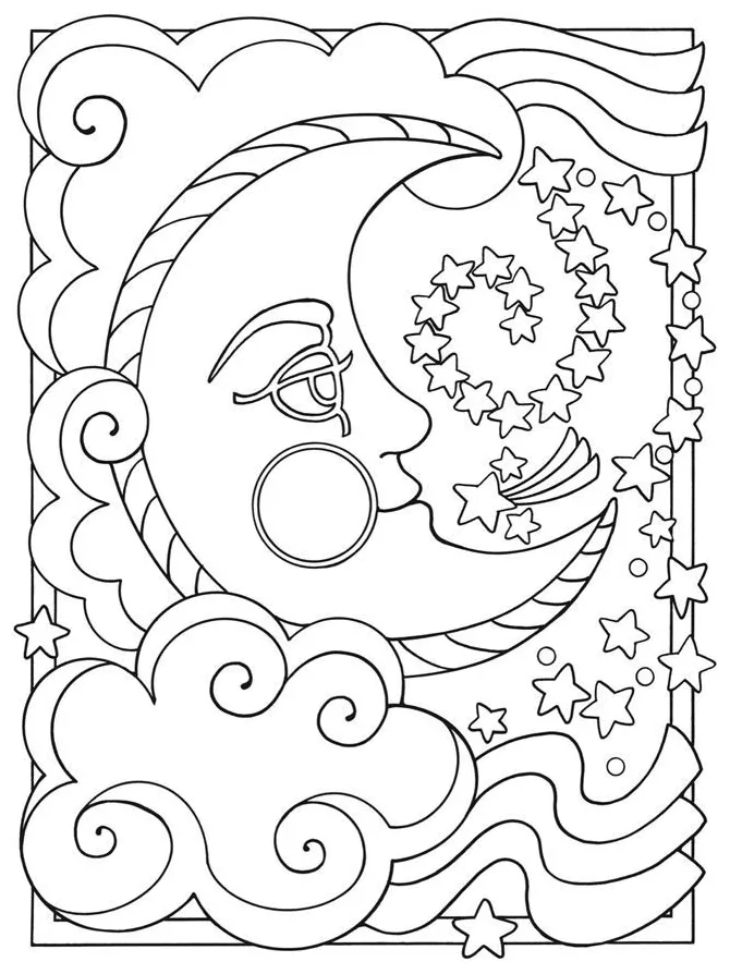 Moon And Stars Coloring Pages Printable - Coloring Home