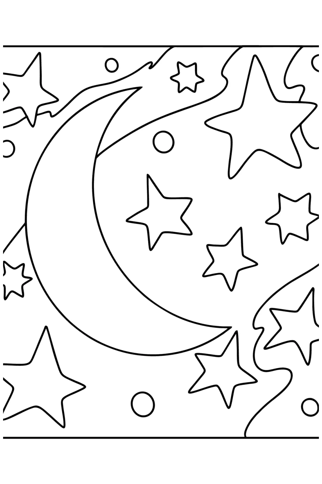 Coloring page moon and stars ♥ Online and Print for Free!
